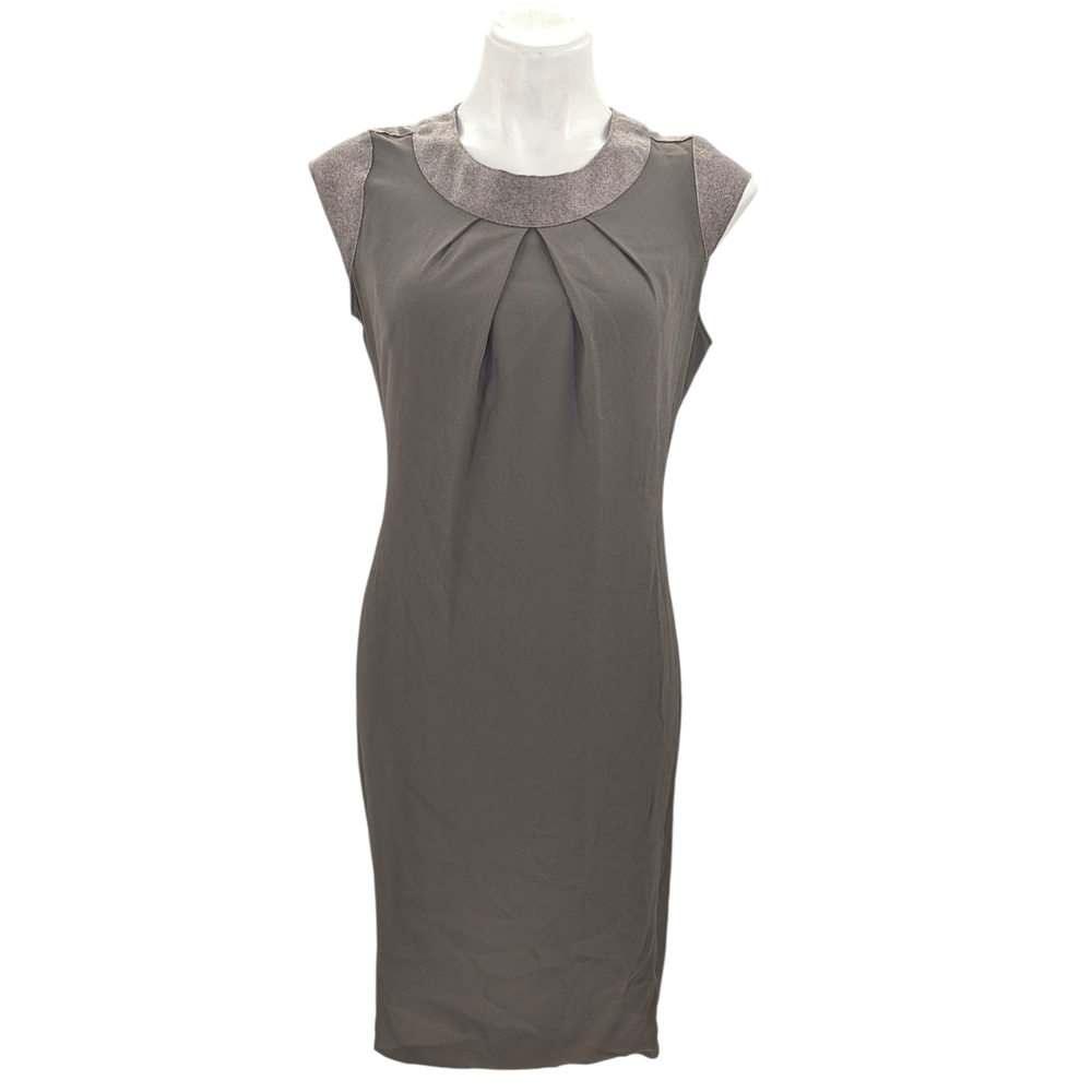 Fabiana Filippi Sophisticated Sleeveless Gray Wool Silk Midi Shift Dress Medium